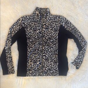 Ladies Jones New York Black and White Sweatshirt with Leopard Print Design